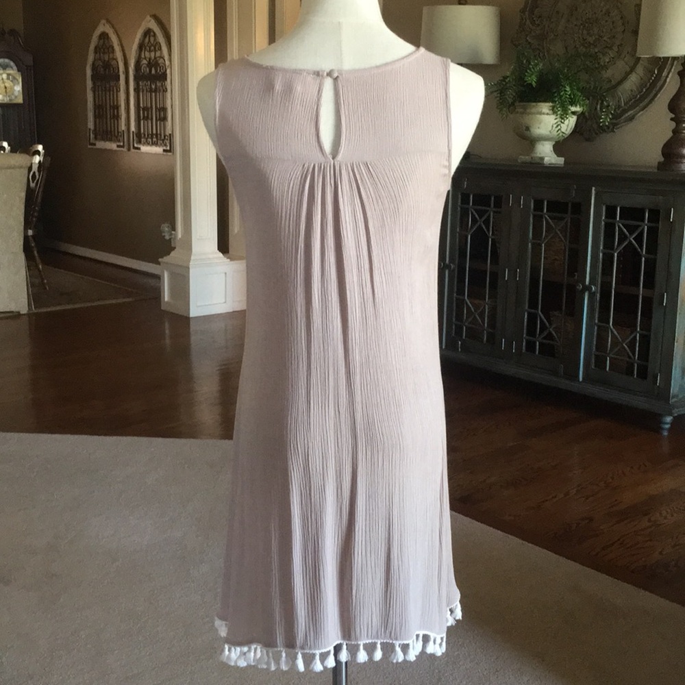 Taupe with peach embroidery swing dress - Picture 6 of 8